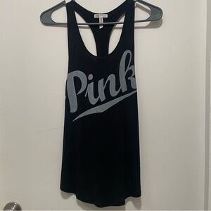 PINK Victoria's Secret Black & Gray Racerback Workout Gym Tank Top Activewear
